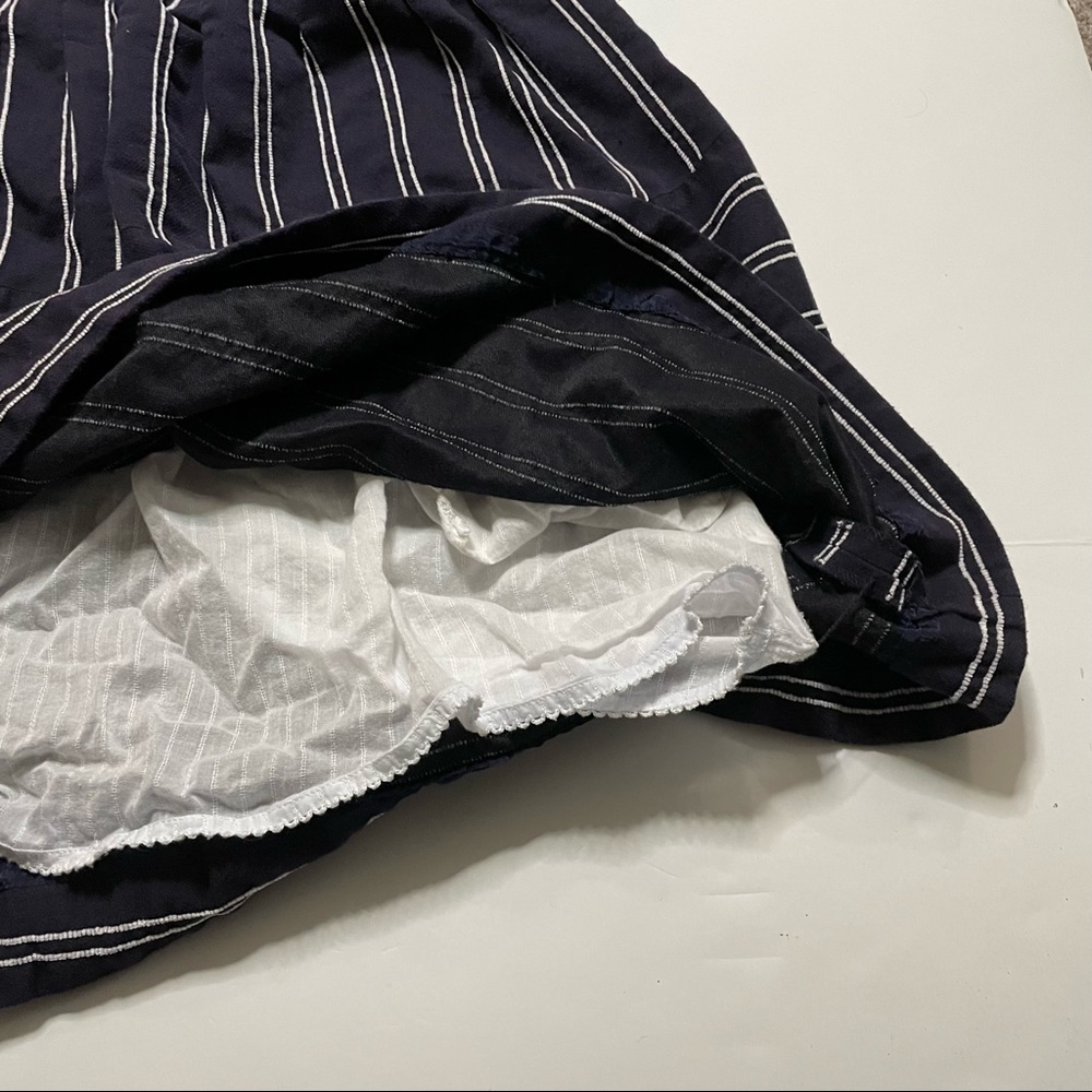 Maeve Navy Blue White Casual Pleated Skirt Pockets Lined Business Casual Size 2 - Picture 7 of 9